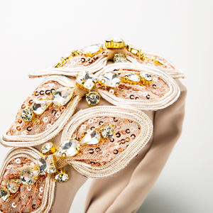 แถบคาดศีรษะลูกไม้โบว์ใหญ่สำหรับผู้หญิงพร้อมเครื่องประดับผมระดับไฮเอนด์ขอบกว้าง - Product Image 4