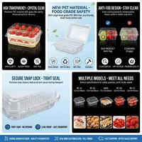 Boîte d'emballage alimentaire pour fruits et légumes frais, en PET transparent, écologique, 175x154x80mm, avec trous de ventilation respirants