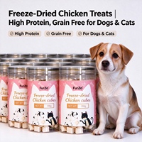 Cubes de poulet lyophilisés pour chiens et chats, friandise pour animaux de compagnie riche en protéines, sans céréales, à base d'une seule matière première, pour le soin intestinal, vente en gros, OEM