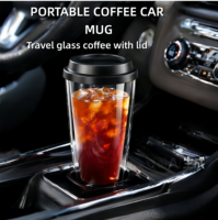 Mug de voyage en verre à double paroi isolé de 16 oz avec couvercle, gobelet à café en verre borosilicate de haute qualité, tasse en verre transparent résistant à la chaleur pour le café