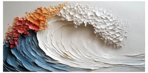 Grande Dipinto Astratto Colorato con Cornice, Arte Murale 3D Testurizzata Fatta a Mano, Pittura a Olio Decorativa per <span class=keywords><strong>Soggiorno</strong></span>, Dipinto su Tela di Onde Oceaniche - Product Image 2