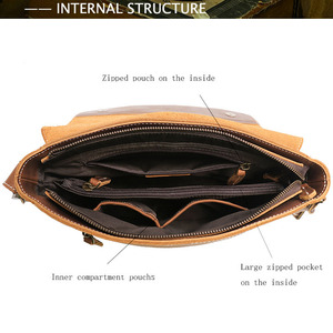 กระเป๋าหนังแท้สไตล์เรโทรใหม่สำหรับผู้ชาย กระเป๋าหนังคราซี่ฮอร์สสะพายข้างสำหรับผู้หญิง กระเป๋าสะพายข้างความจุมาก - Product Image 6