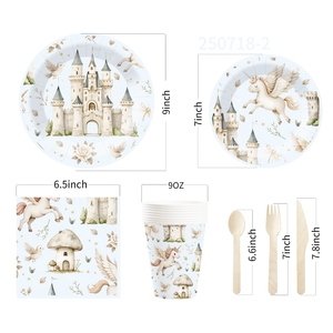 Juego de Vajilla de Cumpleaños de Unicornio DAMAI, Plato de Papel con Elementos de Castillo de Unicornio, Vasos de Papel, Servilletas para Niños, Fiesta de Cumpleaños Infantil - Product Image 6