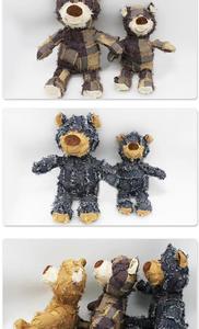 Prezzo all'ingrosso durevole stridulo cane giocattoli per masticatori pesanti indistruttibili pezza Denim cane giocattoli cucciolo Squeaker possente orso - Product Image 5