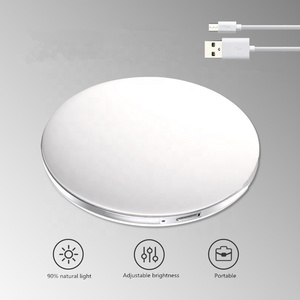 Custom logo Box Portable Mini Round Lady <strong>LED</strong> <strong>Makeup</strong> <strong>Mirror</strong> with USB - Product Image 4