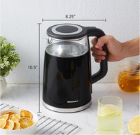 Bouilloire électrique portable en verre sans fil à double paroi de 1,7 L avec écran tactile, fonction maintien au chaud, 220 V, rotation à 360 degrés