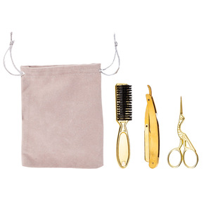 Ensemble de rasage en acier inoxydable Wanmei, tondeuse à barbe dorée, brosse, kit de toilettage pour homme, pour le soin et le stylisme des poils du visage - Product Image 4