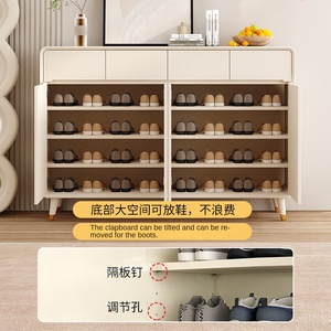 Armoire à chaussures de style crème moderne <span class=keywords><strong>en</strong></span> <span class=keywords><strong>bois</strong></span> multicouche de grande capacité Rangement suspendu Vêtements Ménage Porte Salon Entrée - Product Image 3