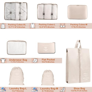 Custom Logo Travel <b>Suitcase</b> Storage <b>Bag</b> 9pcs Compression Organizers <b>Packing</b> Cubes Set Travel Luggage Organizer Storage <b>Bags</b> - Product Image 4