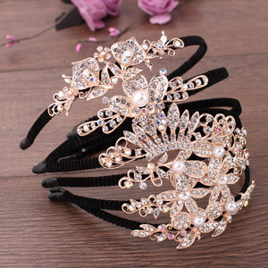 1Pcs cristallo strass fasce velluto imbottito ampio copricapo