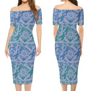 Yeni dol yaz kısa kollu yarım omuz sıkı uzun elbise polinezya kabile balo elbise artı boyutu kadınlar zarif önlük Vestidos - Product Image 4