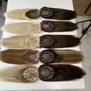 Nouveau design de mini perruque de cheveux vierges européen blond naturel Topper pour femmes Mono Lace Front/Full Lace Toppers