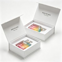 Boîte à parfum transparente avec logo personnalisé, boîte en papier, boîte d'emballage d'huile essentielle blanche, boîte cadeau de luxe avec rabat magnétique
