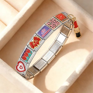 Custom New Lipstick Rose Queen Women's Day Gift Italian Charm Link Fit 9mm Stainless Steel Making Bracelet DIY Fashion <b>Jewelry</b> - Product Image 3