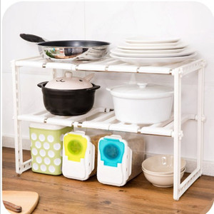Estante Extensible de 2 Niveles Debajo del Fregadero, Organizador Deslizante para Utensilios de Cocina, Ollas y Sartenes, Soporte de Almacenamiento Telescópico de Plástico para Gabinete de Cocina - Product Image 5