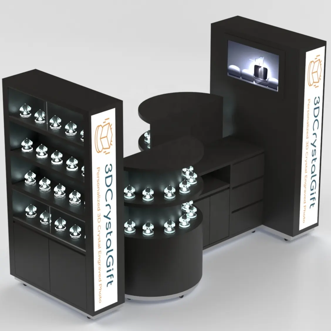3Dイノベーション製品ディスプレイ用の素晴らしいカスタマイズショッピングモールクリスタルキオスクデザイン