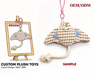 Porte-clés en peluche Raie, pendentif animal marin doux et rembourré pour décoration de sac, cadeau de vacances, raie en peluche personnalisée