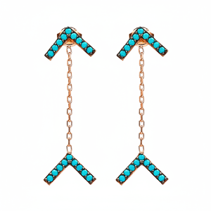 Pendientes largos con diseño de flecha de piedra turquesa, venta al por mayor, pendiente de Plata de Ley 925 turco - Product Image 2