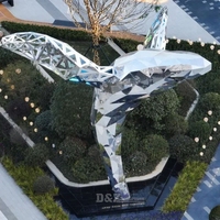 Grande baleine en métal de sculpture de poisson d'acier inoxydable pour la décoration de caractéristique de l'eau