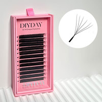 DIYDAY 6D W Shaped Lashes 0.03 0.07 Fan Mink Eyelashes Extensions Private Label C D Curl 8-15mm Volume Lashes
