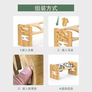 Soporte para tazones de mascotas de acero inoxidable, tazón doble plegable, comedero para perros y gatos, soporte de madera, estación de alimentación elevada para mascotas - Product Image 2