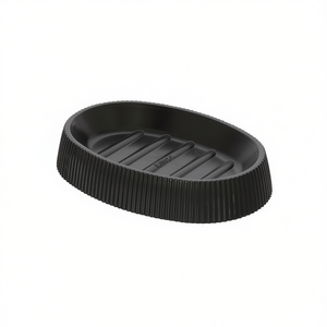 Porte-savon noir 12,5 x 9 x H2,4 cm avec drainage côtelé pour salle de bain - Product Image 3