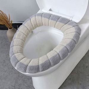 Housse de siège de toilette jetable universelle, coussin WC en coton écologique pour l'hiver, tapis de salle de bain en forme de O, pour garder au chaud - Product Image 4