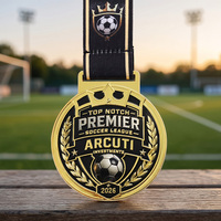 3D Geprägte Fußball-Medaille Auszeichnung Goldplattierte Zinklegierung Metall-Logo Text Individuell Gestaltete Emaille-Medaille für Team-Souvenir
