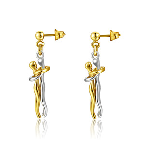 Coppie abbracciano collana pendente nera girevole oro coppia abbraccio collana pendente coppie orecchini - Product Image 4