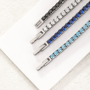 <span class=keywords><strong>Bracciale</strong></span> Hip-Hop a Catena Tennis Quadrata con Zircone Cubico Bianco da 4mm in <span class=keywords><strong>Acciaio</strong></span> Inossidabile Opaco per <span class=keywords><strong>Uomo</strong></span> e Donna - Product Image 3