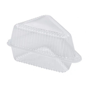 Clear Plastic Hinged Cake Slice Cheesecake Container Triangular Cake Box