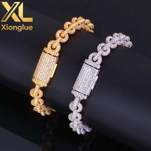 Manufacture Custom Moissanite Fine Luxury Copper Bracelets 8mm Chain Link Fine Jewelry Women <b>Men</b> Hop Bracelets - Product Image 5