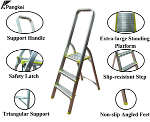 <span class=keywords><strong>Escalera</strong></span> Plegable de Aluminio de 3 Peldaños de Alta Calidad <span class=keywords><strong>para</strong></span> Uso Doméstico con Pedal Antideslizante - Product Image 2