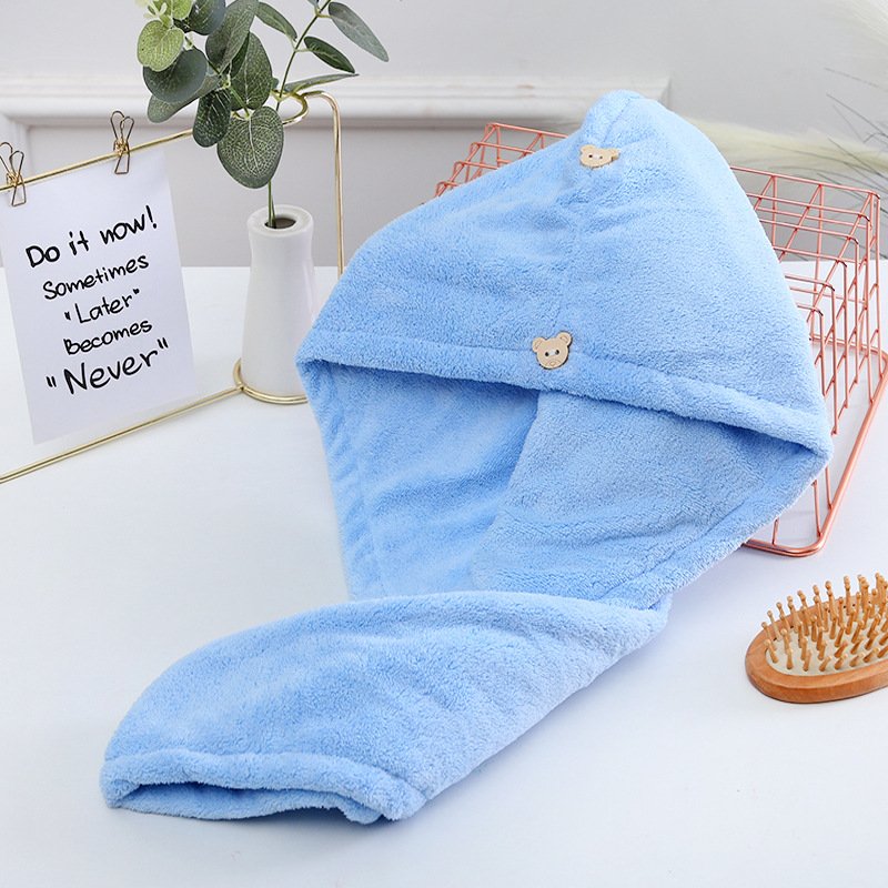 Bonnet sèche-cheveux double couche bleu-2565 cm