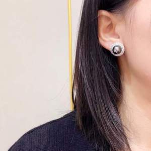 925 Sterling <b>Silver</b> Halo <b>Stud</b> <b>Earrings</b> 10-11mm Natural Color Tahitian Pearl <b>Earrings</b> High Luster Front Flawless Seawater Pearl - Product Image 6