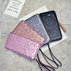 Nova Moda Feminina Longo <span class=keywords><strong>Zipper</strong></span> Carteira Anti-Roubo Logotipo Personalizado Livre Iridescente Paillette Design Moda <span class=keywords><strong>Coin</strong></span> <span class=keywords><strong>Purse</strong></span> Pequeno MOQ