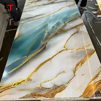 Panneau Mural PVC Marbre UV Moderne Brillant, Plaque Décorative en Plastique pour Fond TV Intérieur Maison 1220x2440mm*5mm