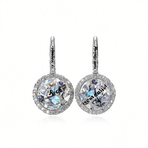 Pendientes elegantes de plata 925 con cristal redondo y diamantes de imitación, joyería clásica de boda para mujer - Product Image 1