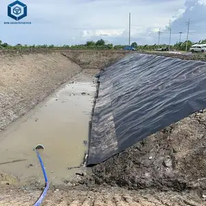 马来西亚废水处理项目高密度土工膜HDPE池塘衬板安装