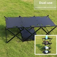 Outdoor Camping Draagbaar Lichtgewicht Opvouwbaar Opbergrek Koolstofstaal Gemonteerd Barbecue Picknick Fruitrek Groenterek