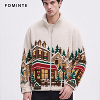Veste d'hiver chaude pour femme en polaire jacquard teint en fil, motif Village des Neiges de Noël, avec logo personnalisé, design de luxe, OEM/ODM