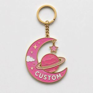 Llavero de esmalte personalizado al por mayor con diseño de planeta rosa, llavero de cadena Punky Pins, llavero del sistema solar, regalos científicos planetarios, soporte para llaves - Product Image 2