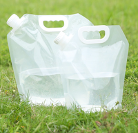 Sac de stockage d'eau pliable en PE sans BPA de 3L, 5L, 10L avec valve, conteneur d'eau portable pliable avec poignée et bouchon d'étanchéité pour le camping en plein air