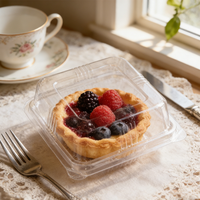 Boîte à pâtisserie en plastique transparent à clapet, boîte à gâteau en PET, emballage pour tarte aux œufs