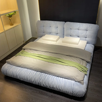 Lit design personnalisé en usine tête de lit italienne nuage douce grande tête de lit cadre de lit en cuir nubuck ensemble de lit King Size mobilier de chambre à coucher