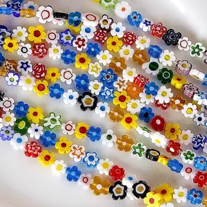 Hot Sale Millefiori Glass Bead Flower Strands Flower Shape Loose Beads DIY Handmade Earrings Bracelet Necklace Accessories