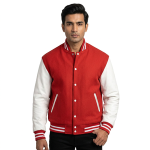 Veste universitaire de qualité supérieure, confortable, en tissu mélangé polyester-coton, motif lettres simple, idéale pour le printemps, usage quotidien décontracté. - Product Image 1