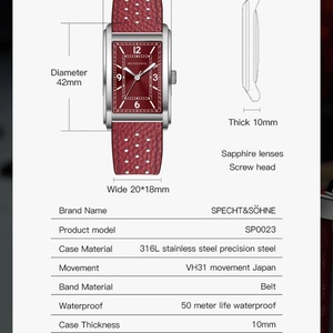 New Fashion 28MM Square <b>Watch</b> for Men VH31 Movt Sports <b>Watches</b> Blue Stainless Steel Sapphire Crystal Waterproof - Product Image 5