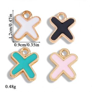 Breloques en émail à motif de lettres de dessin animé A-Z, pendentifs à 26 lettres anglaises en alliage de zinc, accessoires de bijoux DIY pour porte-clés - Product Image 6