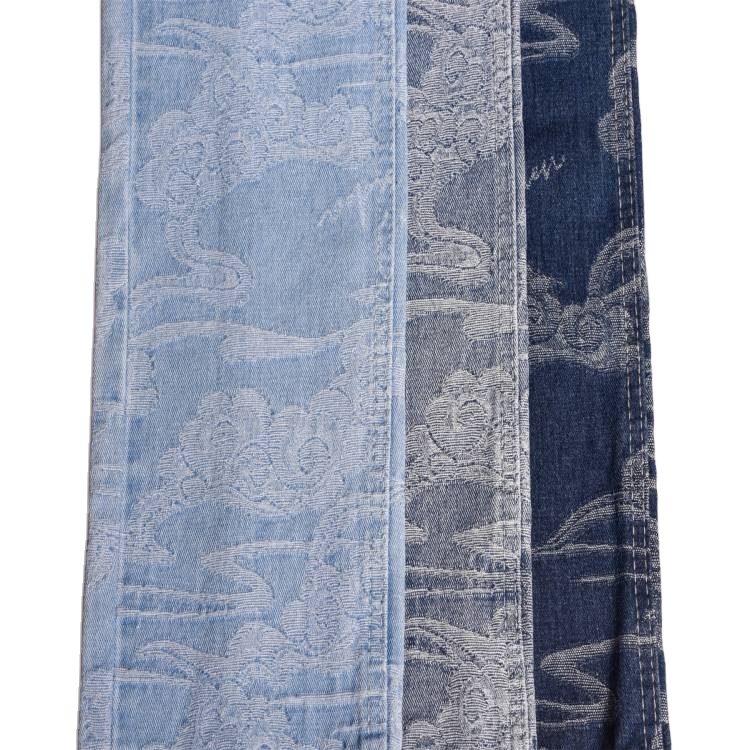 Fancy and Fashion Jacquard Denim Fabric 9.9 oz 100% Cotton Viscose Denim Jeans Fabric